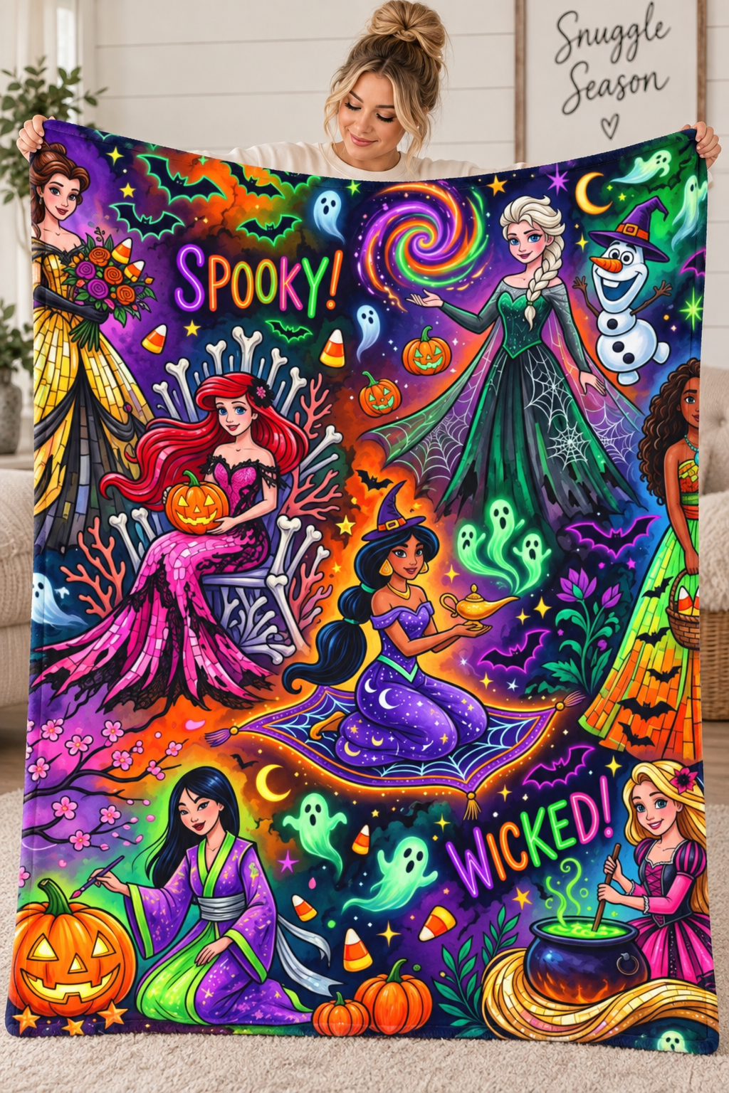 Halloween Princess Velveteen Plush Blanket — Spooky & Wicked Cozy Throw