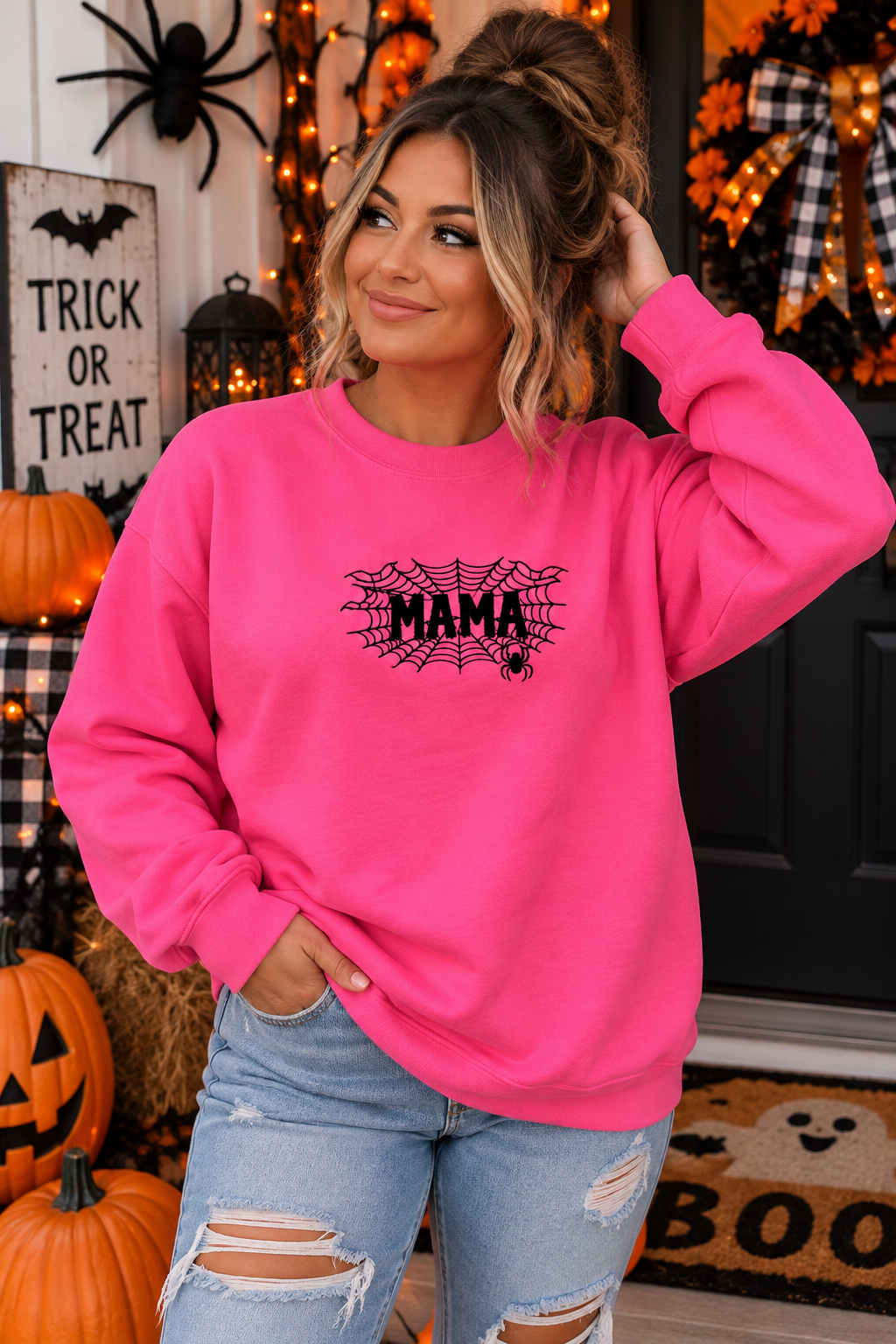 Embroidered MAMA Spooky spider sweatshirt