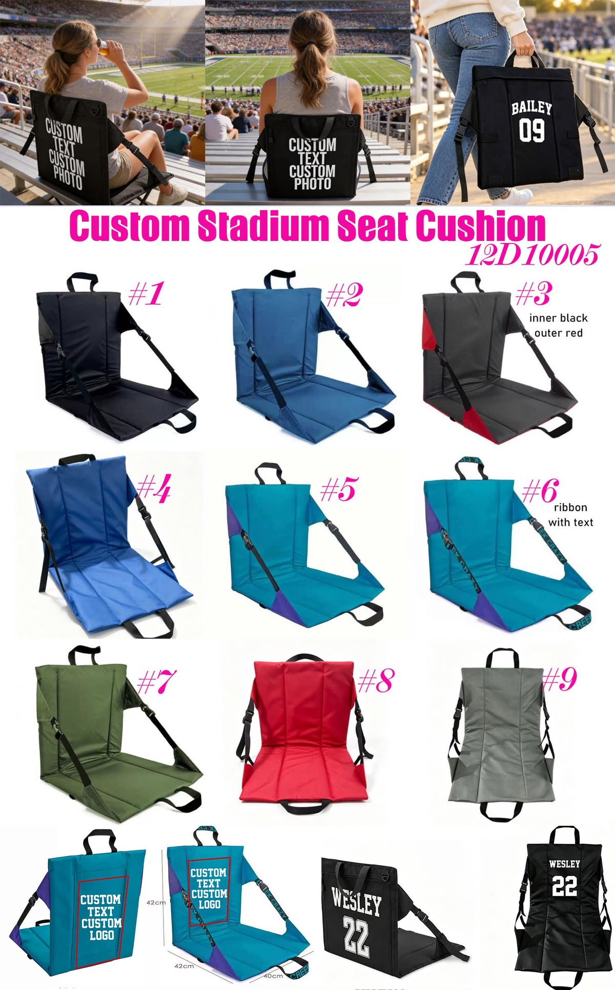 Custom stadium cushions
