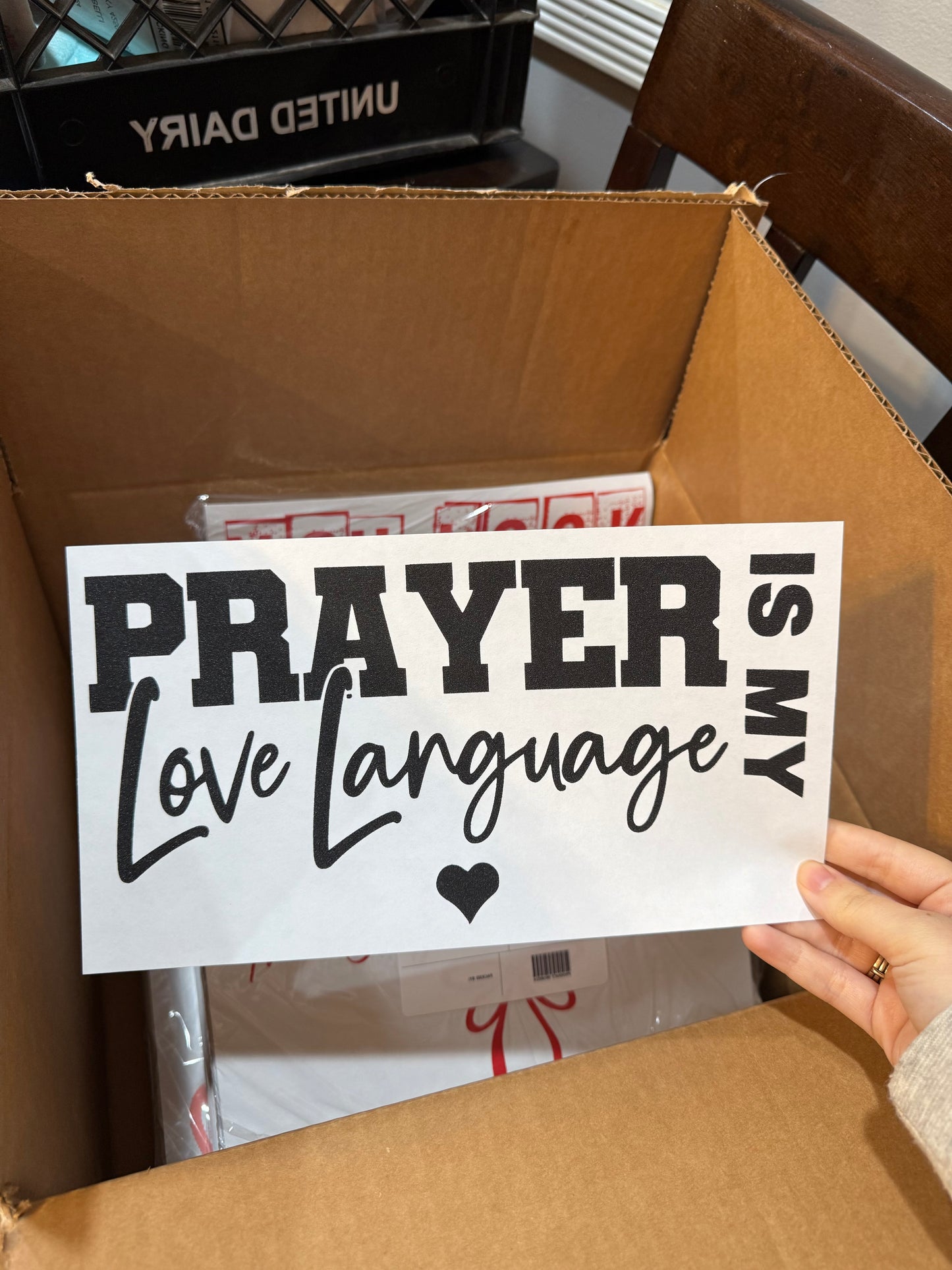 Prayer screen print transfer