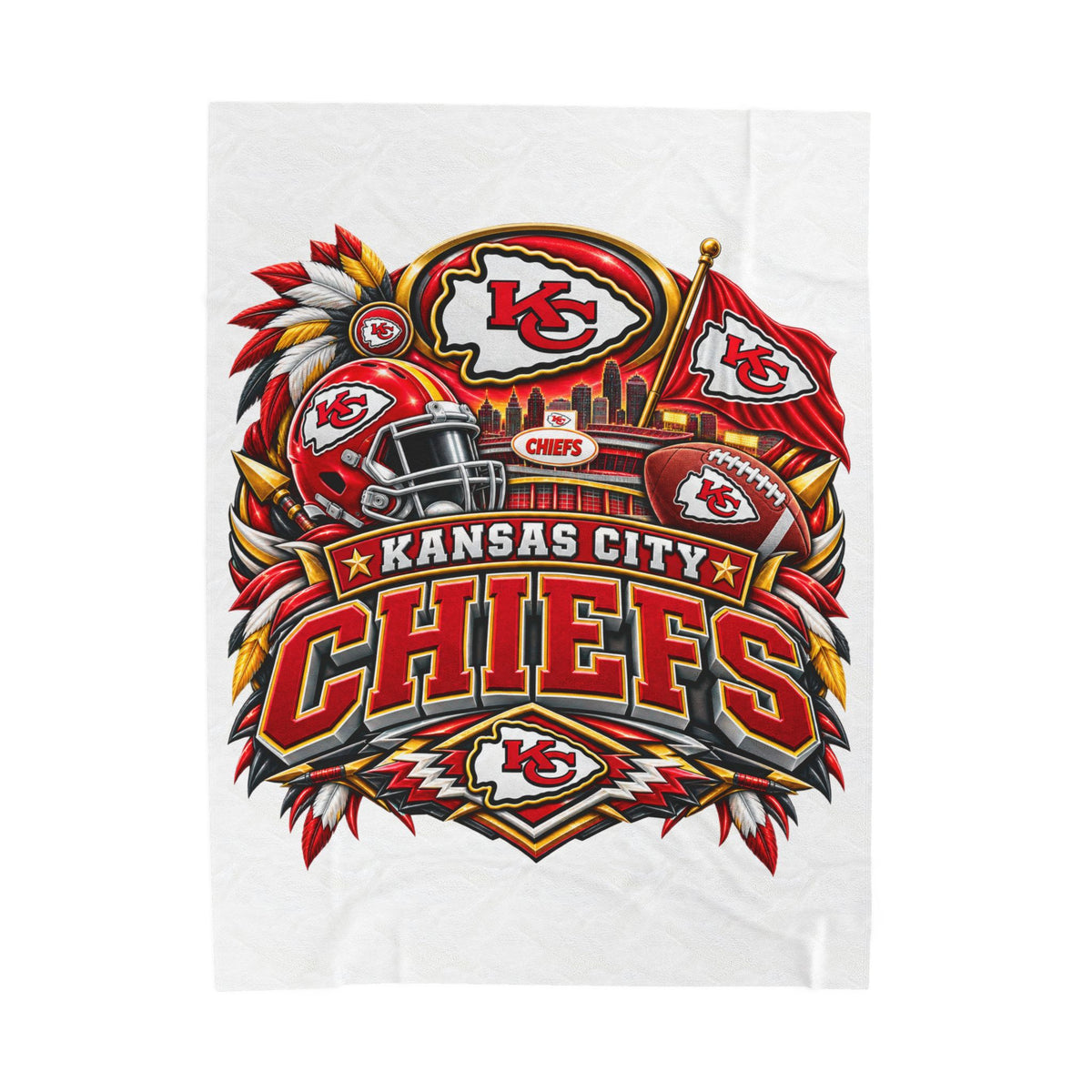 Plush Throw Blanket – Kansas City Chiefs Logo Velveteen