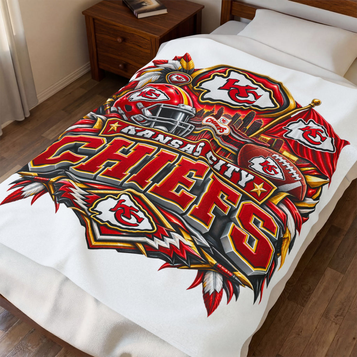 Plush Throw Blanket – Kansas City Chiefs Logo Velveteen