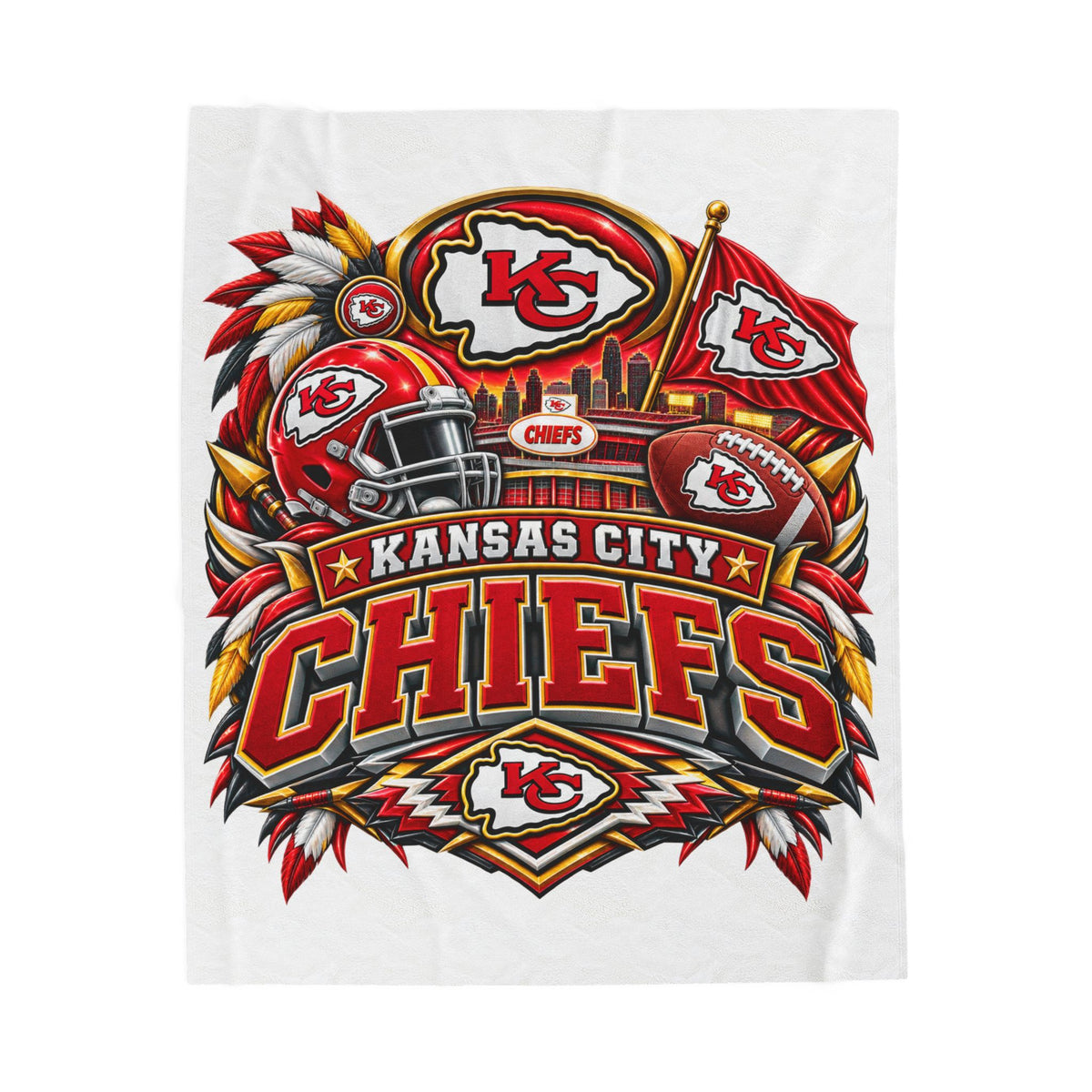 Plush Throw Blanket – Kansas City Chiefs Logo Velveteen