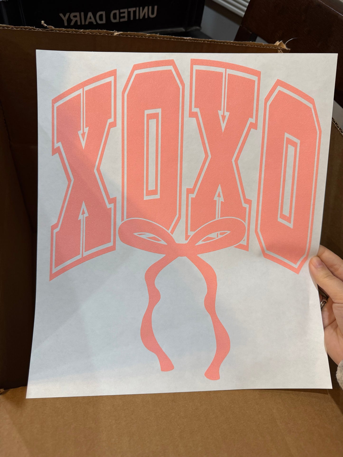 Xoxo screenprint transfer